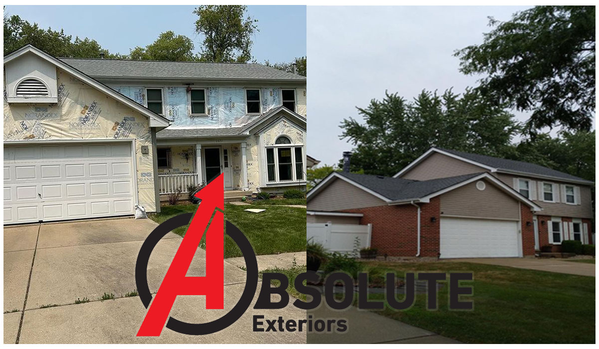 a before and after image of a home's exterior