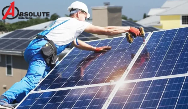 a man installing solar panels